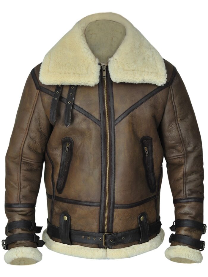 Men Brown B3 Aviator Shearling Jacket