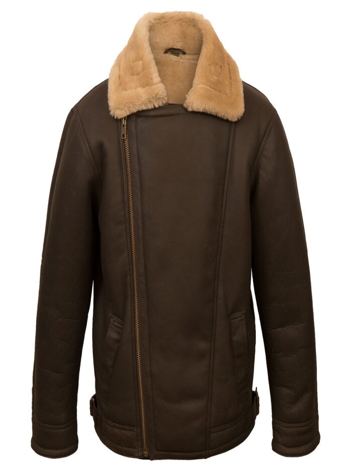 Men Brown Pilot Shearling Jacket