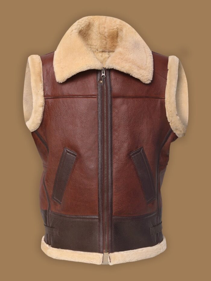 Men Brown Shearling Vest