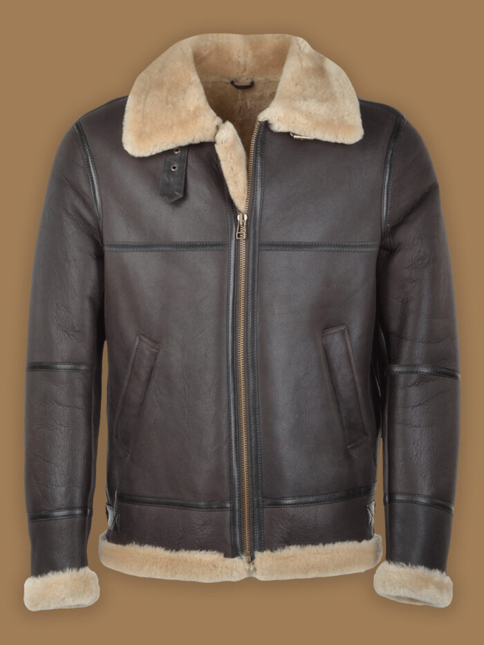 Men Dark Brown Raf Shearling Jacket