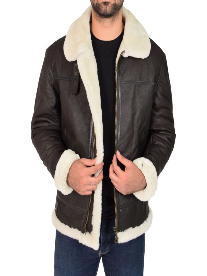 Men Jet Black B3 Bomber Leather Jacket