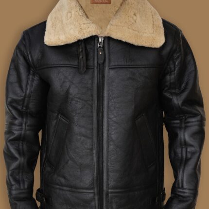 Men’s Black B3 Bomber Sheepskin Jacket