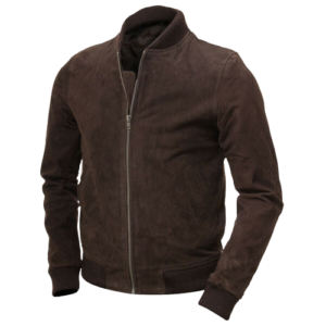 Mens Genuine Suede Bomber Jacket Leather Sports Varsity Baseball Casual Coat
