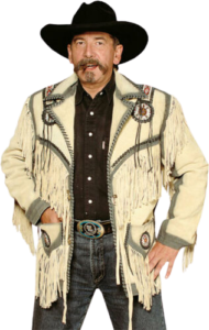 Men's Traditional Western cowboy Leather Jacket coat With Fringes Bone and Beads