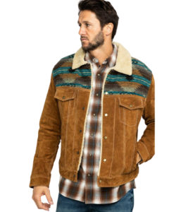 SCULLY STYLE MEN'S CAFE BROWN BOAR SUEDE JEAN JACKET