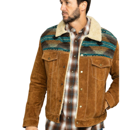 SCULLY STYLE MEN'S CAFE BROWN BOAR SUEDE JEAN JACKET