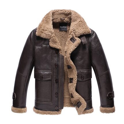 Shearling B3 Fur Lambskin Motorcycle Fur Coat Flight Jacket