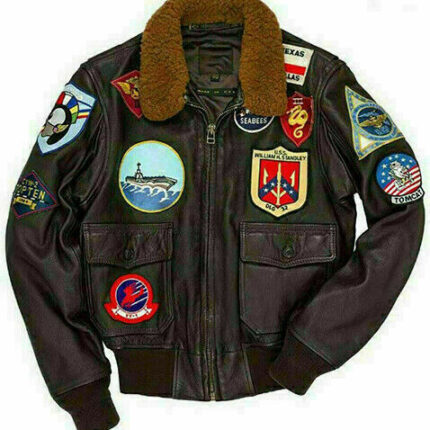 Tom Cruise Top Gun Pete Maverick Bomber Fur Leather Flying Flight Jacket Men