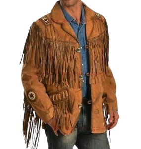Western Wear Suede Leather Cowboy Fringe Mens Shirt Style Native American Jacket