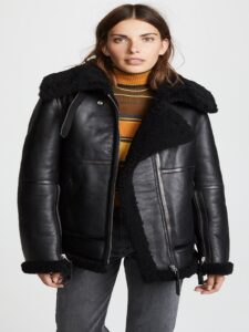 Women Black B3 Bomber Shearling Jacket