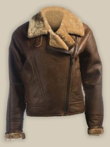 Women Brown Shearling Leather Jacket