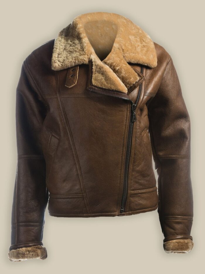 Women Brown Shearling Leather Jacket