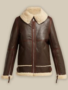 Women Coffee Brown Shearling Jacket
