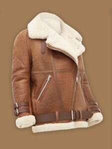 Women Light Brown Shearling Jacket