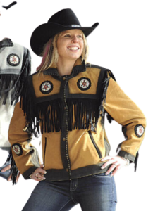 Women Vintage Shaded Western Style Suede Leather Jacket With Fringe Bead